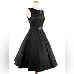Black Cocktail Party Dress - Retro Full Skirt Size L/XL